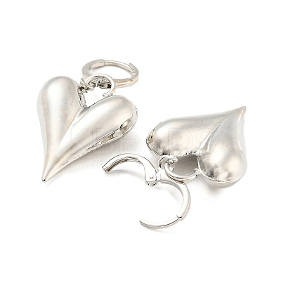 Rack Plating Brass Heart Dangle Leverback Earrings EJEW-A028-22P-1