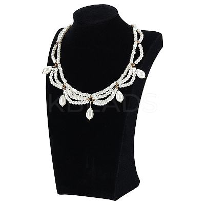 Velvet with Wood Bust Necklace Display Stands NDIS-WH0016-06-1