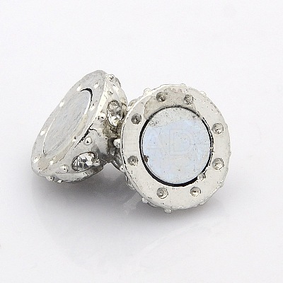 Round Alloy Magnetic Clasps with Loops PALLOY-P076-02-1