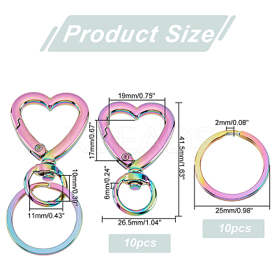 10Pcs Heart Alloy Swivel Clasps FIND-PH0009-04-1