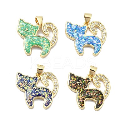 Brass Micro Pave Clear Cubic Zirconia Pendants KK-A221-17G-1