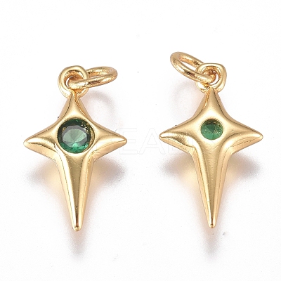 Brass Micro Pave Cubic Zirconia Charms ZIRC-G168-53G-02-1
