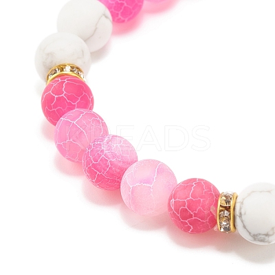 5Pcs 5 Color Natural Weathered Agate(Dyed) & Howlite Round Beaded Stretch Bracelets Set BJEW-JB08087-1