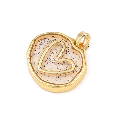 Transparent Epoxy Resin Brass Pendants KK-B163-01G-02-1