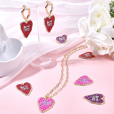 12Pcs 3 Colors Leopard Print Alloy with Acrylic Pendants FIND-SC0021-91-1