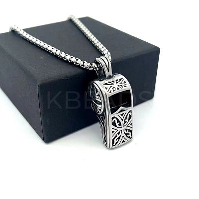 304 Stainless Steel Punk Whistle Pendant Necklaces BE9352-1