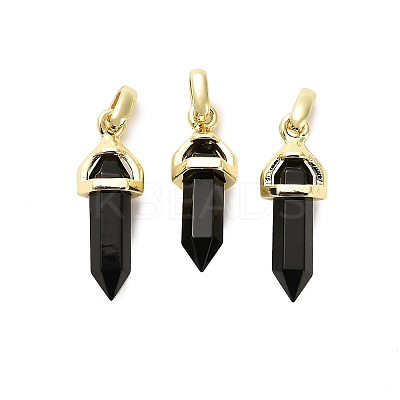 Natural Obsidian Double Terminal Pointed Pendant G-H097-01G-07-1