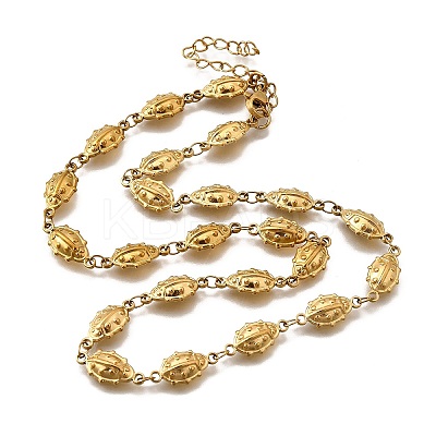 304 Stainless Steel Ladybug Link Chain Necklaces for Women Men NJEW-K249-21B-G-1