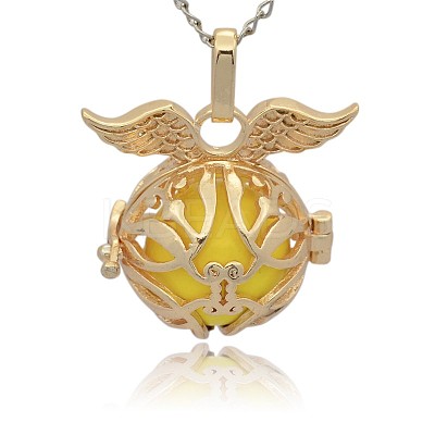Golden Tone Brass Cage Pendants KK-J213-16G-1
