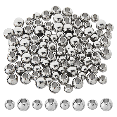 120Pcs 2 Styles 304 Stainless Steel European Beads FIND-HS0001-23-1