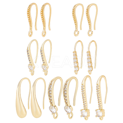 14Pcs 7 Style Brass Micro Pave Cubic Zirconia Earring Hooks Set ZIRC-BC0001-26-1