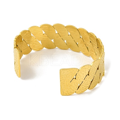Ion Plating(IP) 304 Stainless Steel Cuff Bangles for Women BJEW-B104-11G-1