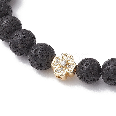 Natural Lava Rock Round Beads Stretch Bracelets BJEW-JB11829-1