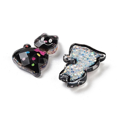 Transparent Resin Bowknot Kitten Decoden Cabochons RESI-M045-07C-1