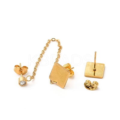 PVD Vacuum Plating 304 Stainless Steel Dangle Chains Stud Earrings EJEW-C049-01B-G-1