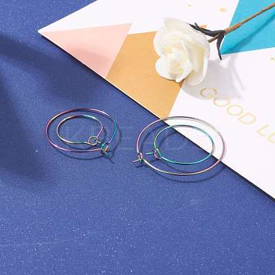 24Pcs 4 Size Ion Plating(IP) 316L Surgical Stainless Steel Hoop Earring Findings STAS-ZZ0001-03M-1