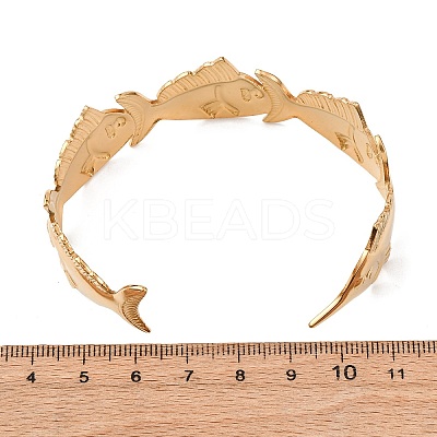 Marine 304 Stainless Steel Cuff Bangles for Women LS-BJEW-Z147-01G-01-1