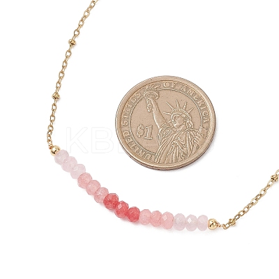 Dyed Natural Malaysia Jade Faceted Rondelle Beaded 304 Stainless Steel Satellite Chain Necklaces for Women NJEW-JN05783-1