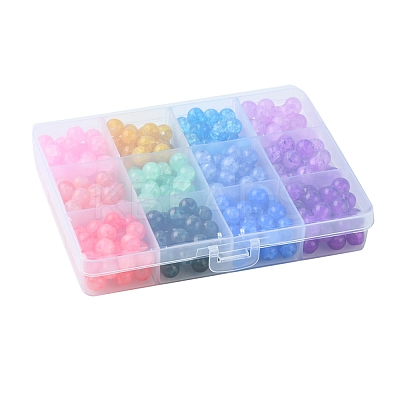 336Pcs 12 Colors Baking Paint Crackle Glass Bead Strands DGLA-YW0001-11-1