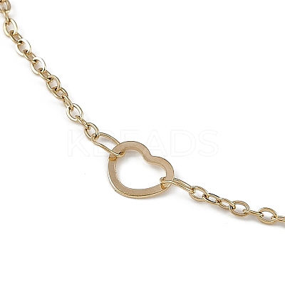 304 Stainless Steel Heart Link Chains Anklets AJEW-A057-09A-G-1