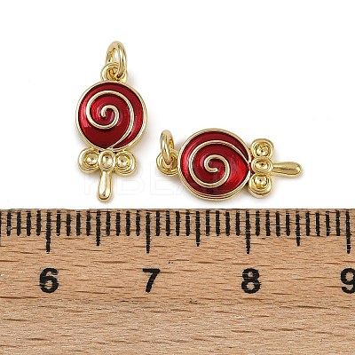 Brass Enamel Lollipop Charms KK-D424-20B-G-1