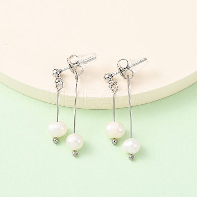 304 Stainless Steel Round Tassel Stud Earrings EJEW-K268-89P-1
