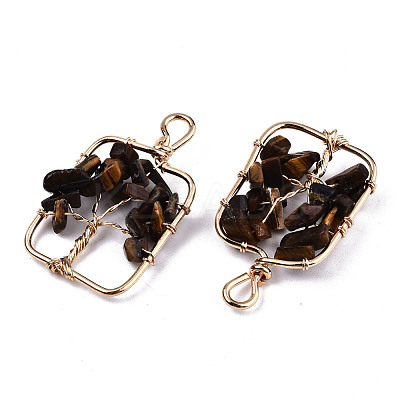 Natural Tiger Eye Pendants G-T131-93-1