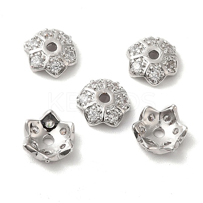 Brass Micro Pave Cubic Zirconia Bead Caps KK-E068-VF851-1-1