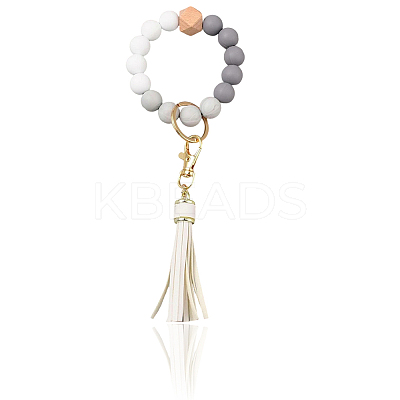 1Pcs Silicone Round Beaded Keychain Wristlet AJEW-CL0001-11A-1