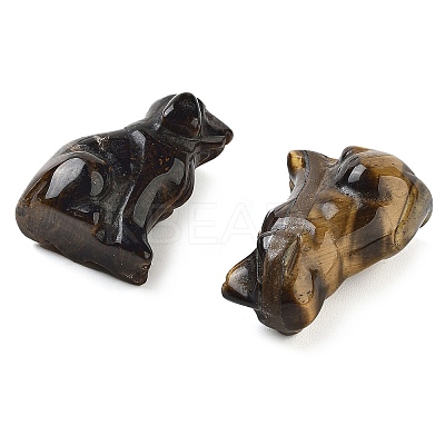 Natural Tiger Eye Carved Dog Figurines DJEW-L023-A04-1