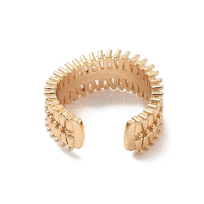 Brass Micro Pave Cubic Zirconia Open Cuff Rings RJEW-R146-13G-1