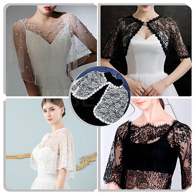Detachable Polyester Bridal Lace Shawls AJEW-WH0248-14B-1