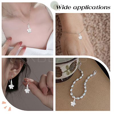 5Pcs 925 Sterling Silver Flower Charms with Jump Rings with 1Pc Double Sided Suede Fabric Silver Polishing Cloth FIND-BBC0015-93-1
