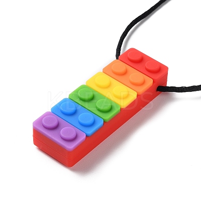 Rainbow Building Blocks Food Grade Silicone Pendant Molar Stick Nursing Necklaces SIL-Z004-02B-1