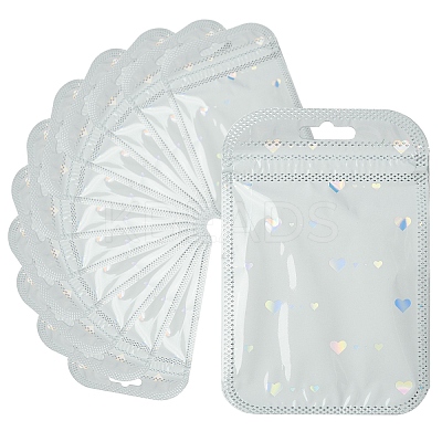 50Pcs Glitter Heart Holographic Plastic Yin-yang Zip Top Gift Bags OPP-YW0001-09A-1