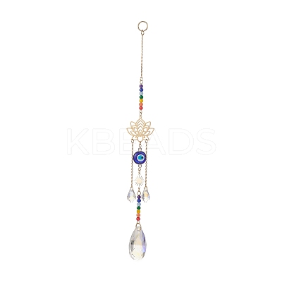 Glass Teardrop Window Hanging Suncatchers HJEW-JM00937-1