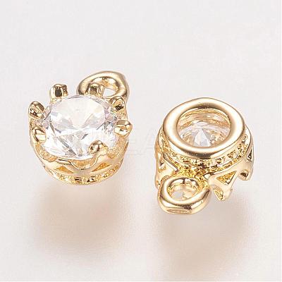 Brass Rhinestone Charms RB-E507-02G-1