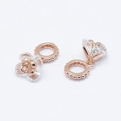 Brass Micro Pave Cubic Zirconia European Dangle Charms LS-ZIRC-P067-12RG-NR-1