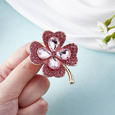 Cubic Zirconia Clover Brooch Pin JBR105C-1