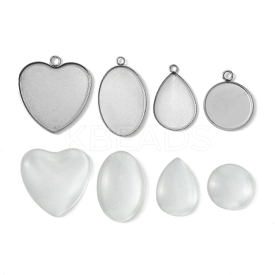 DIY Blank 304 Stainless Steel Pendant Making Kit DIY-FS0005-78-1