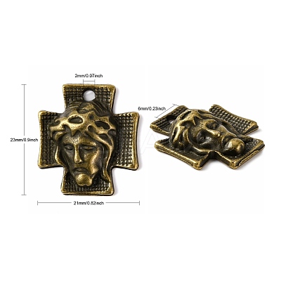 Tibetan Style Alloy Cross with Jesus Alloy Pendants for Easter Jewelry MLF10674Y-NF-1