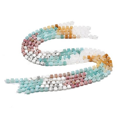 Natural Dyed White Jade & Quartz Crystal & Howlite & Yellow Aventurine & Rhodonite Beads Strands G-H333-03D-1