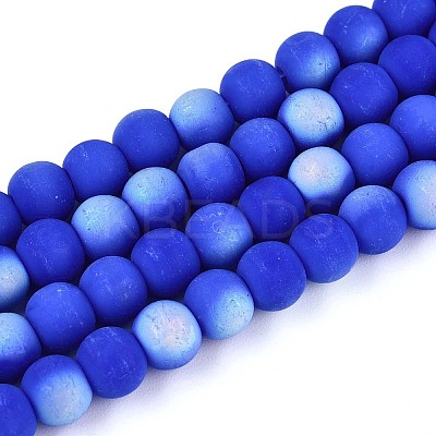Frosted Opaque Glass Beads Strands GLAA-T032-P6mm-MBB11-1
