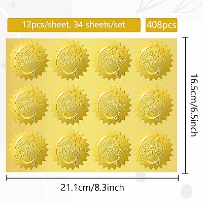 34 Sheets Self Adhesive Gold Foil Embossed Stickers DIY-WH0509-046-1
