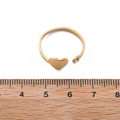 304 Stainless Steel Rhinestone Open Cuff Ring for Women LS-RJEW-F169-01G-06-1