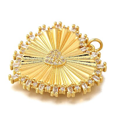 Brass Micro Pave Cubic Zirconia Pendants KK-U055-25G-1