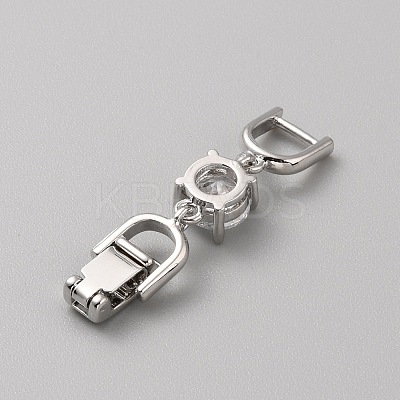 Extender Clasps Brass Cubic Zirconia Fold Over Extension Clasps Golden and Platinum Watch Band Extension Clasps  KK-WH20004-02B-P-1