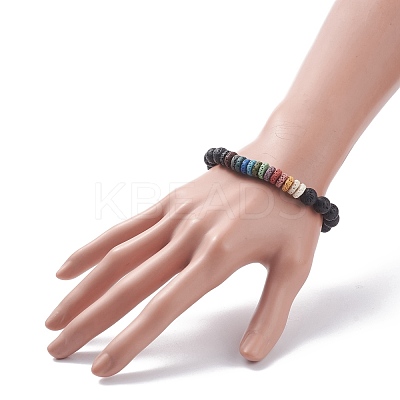 Natural Lava Rock Beaded Stretch Bracelet BJEW-TA00094-1