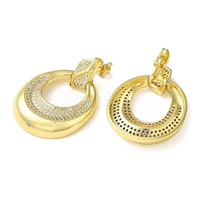 Twist Donut Clear Cubic Zirconia Stud Dangle Earrings EJEW-G373-04G-1