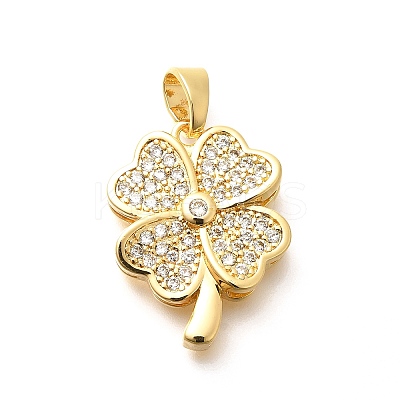 Brass Micro Pave Cubic Zirconia Pendants KK-G519-14G-02-1